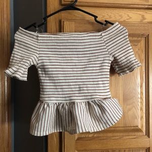 off the shoulder striped crop top